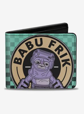 Star Wars: The Rise Of Skywalker Babu Frik Droidsmith Aurebesh And Checkers Bi-fold Wallet