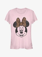 Disney Minnie Mouse Modern Face Leopard Girls T-Shirt