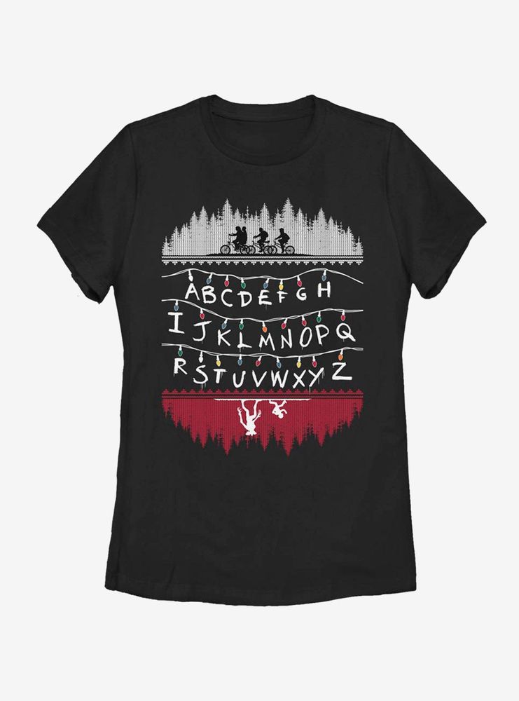 Stranger Things Alphabet Lights Womens T-Shirt