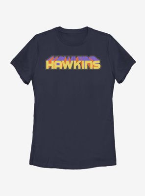 Stranger Things Hawkins 3D Text Womens T-Shirt