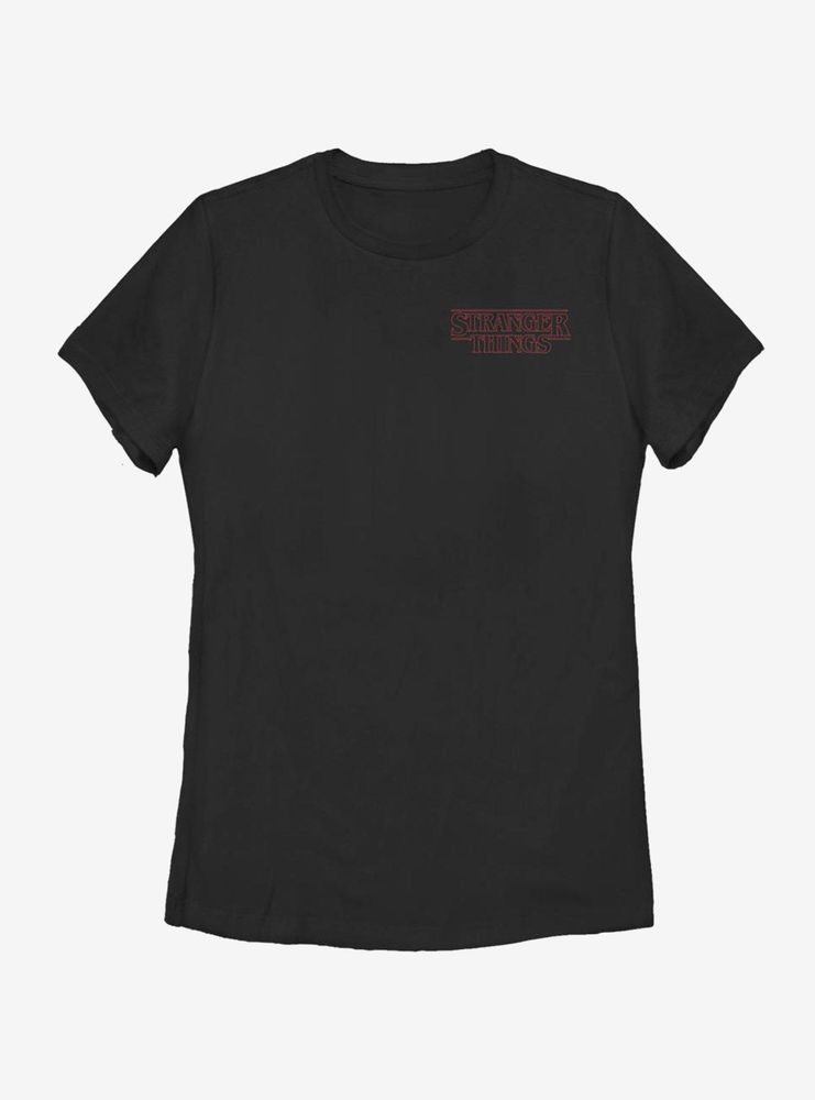 Stranger Things Red Outline Pocket Womens T-Shirt