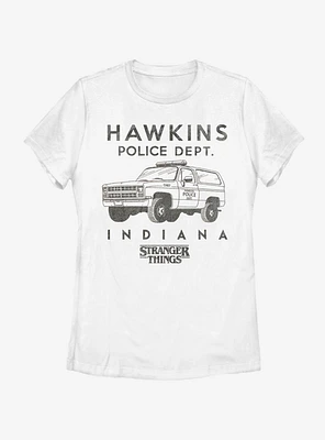 Stranger Things Hawkins Police Auto Womens T-Shirt
