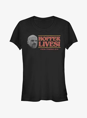 Stranger Things Hopper Lives Head Girls T-Shirt