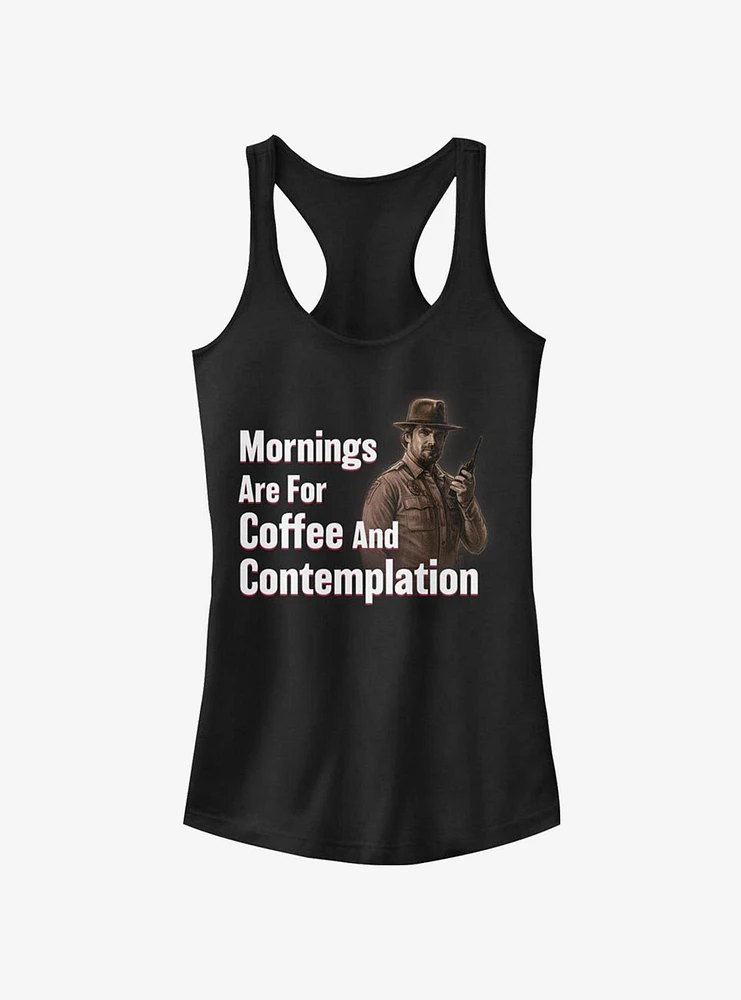 Stranger Things Coffee and Contemplation Chief Hopper Girls Tank