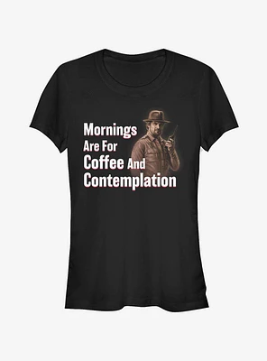 Stranger Things Coffee and Contemplation Chief Hopper Girls T-Shirt