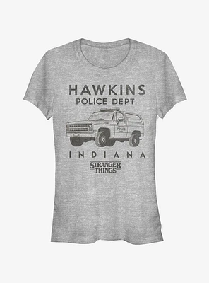 Stranger Things Hawkins Police Auto Girls T-Shirt