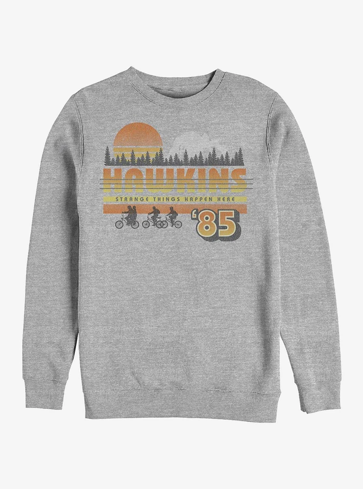 Stranger Things Hawkins Vintage Sunset Crew Sweatshirt