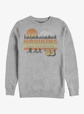 Stranger Things Hawkins Vintage Sunset Crew Sweatshirt