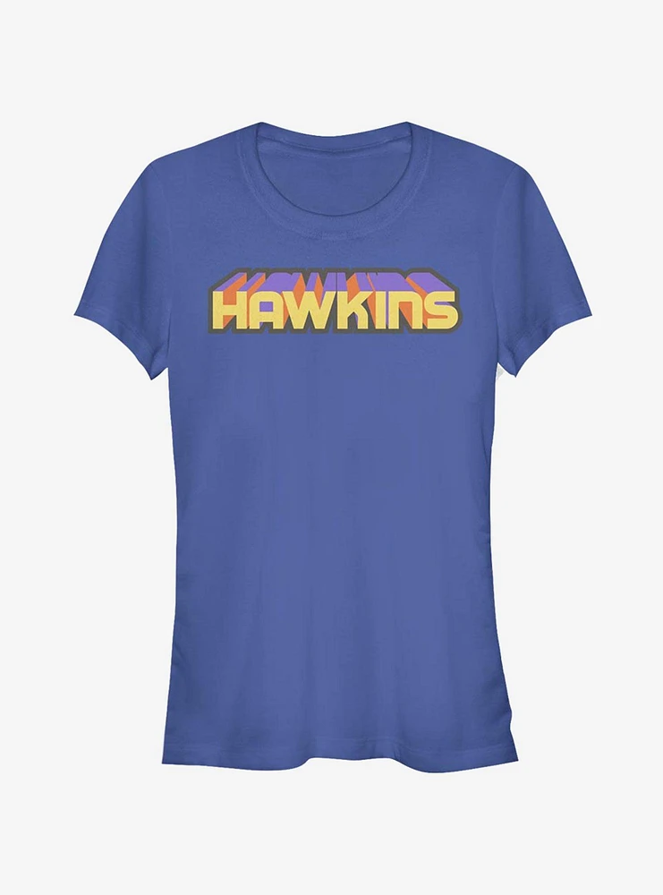 Stranger Things Hawkins 3D Text Girls T-Shirt