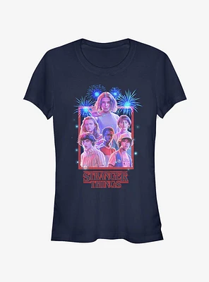 Stranger Things Group Fireworks Girls T-Shirt