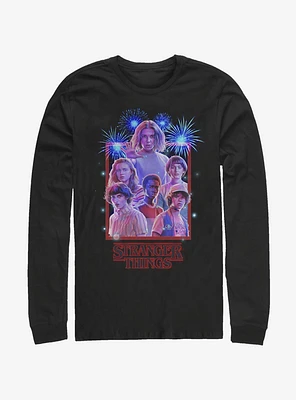 Stranger Things Group Fireworks Long-Sleeve T-Shirt