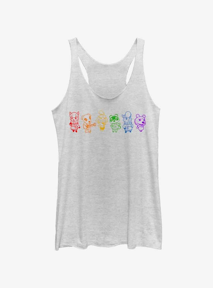 Animal Crossing Line Art Rainbow Womens Tank