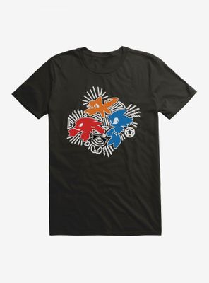 Sonic The Hedgehog Tails, Knuckles, Sonic, And Dr. Eggman Pop Art T-Shirt