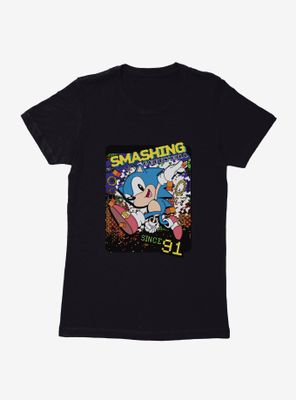 Sonic The Hedgehog Smashing Green Hill Since '91 Pixel Womens T-Shirt