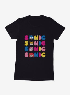 Sonic The Hedgehog Name Stack Friends Womens T-Shirt