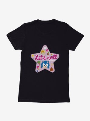 Sonic The Hedgehog Pink Pop Let's Roll Womens T-Shirt
