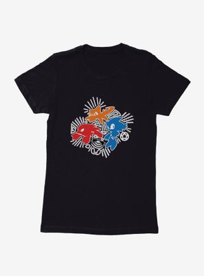 Sonic The Hedgehog Tails, Knuckles, Sonic, And Dr. Eggman Pop Art Womens T-Shirt