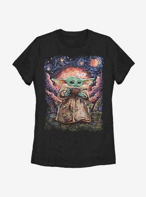 Star Wars The Mandalorian Child Starry Night Womens T-Shirt