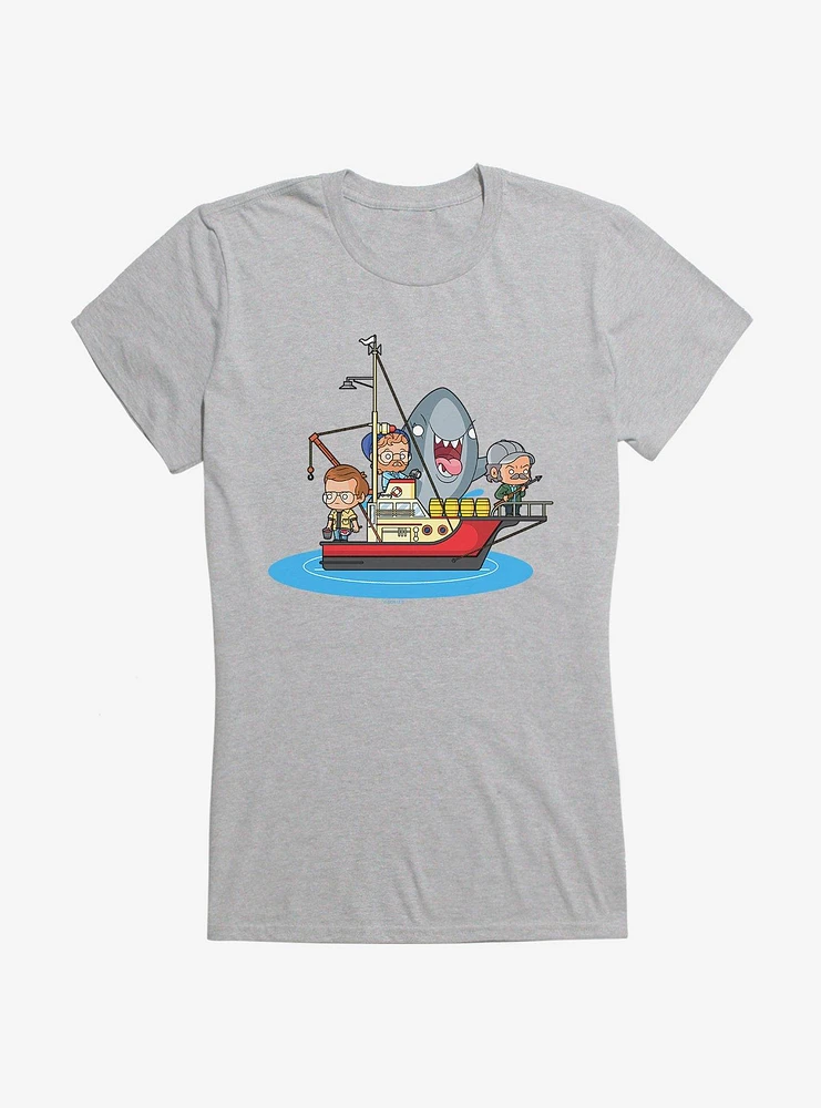 Jaws Chibi Boat Attack Girls T-Shirt