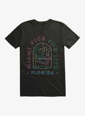 Miami Vice For Life Beach Scene Outline T-Shirt