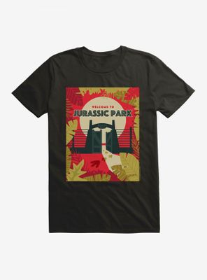 Jurassic Park Welcome Gates Fall Leaves T-Shirt