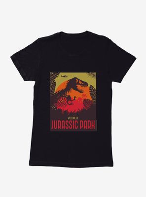 Jurassic Park Welcome Sunset Womens T-Shirt