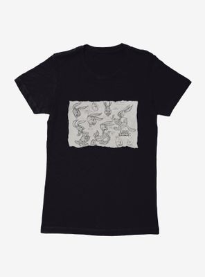 Looney Tunes Merrie Melodies Bugs Bunny Sketches Womens T-Shirt