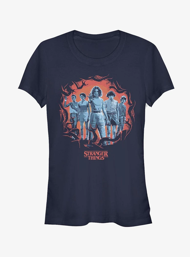 Stranger Things Tonal Eleven Group Pose Girls T-Shirt