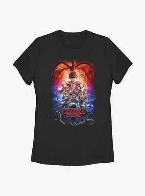 Stranger Things Group Pumpkins Poster Womens T-Shirt