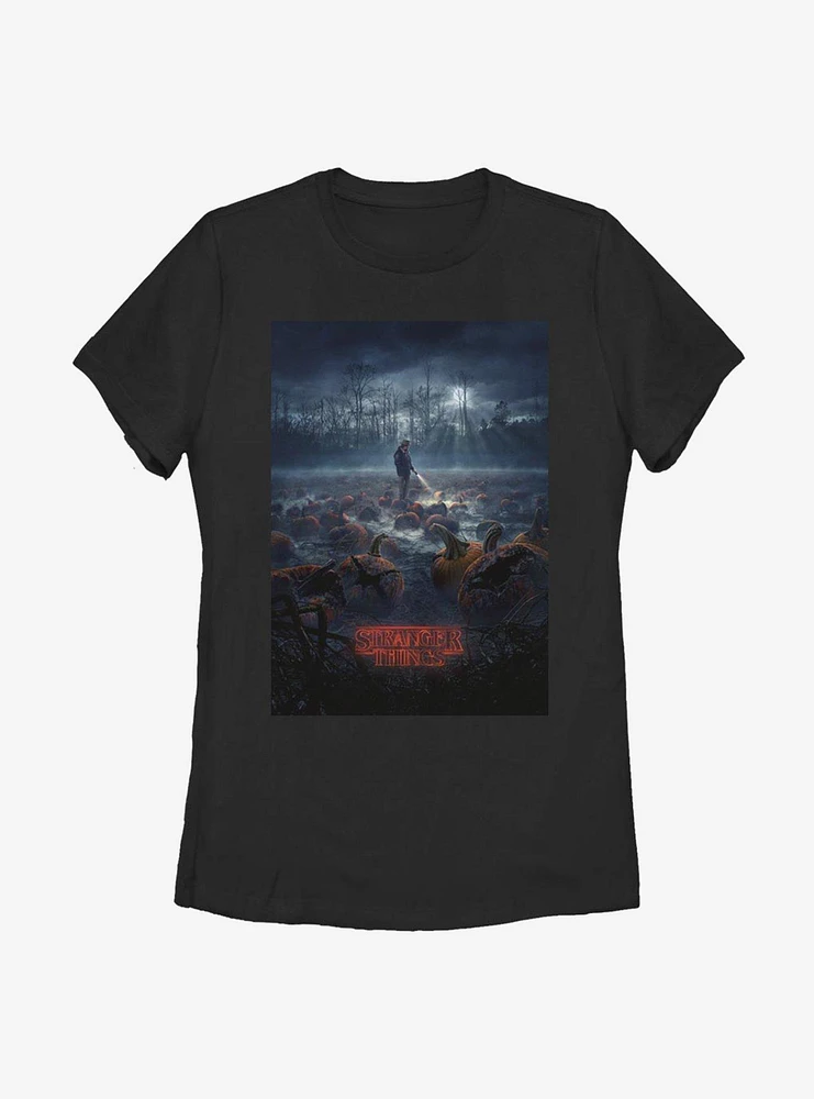 Stranger Things Hopper Pumpkin Poster Womens T-Shirt