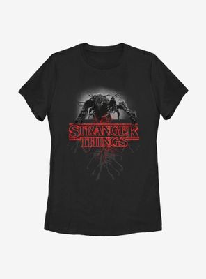 Stranger Things Logo Demogorgon Womens T-Shirt