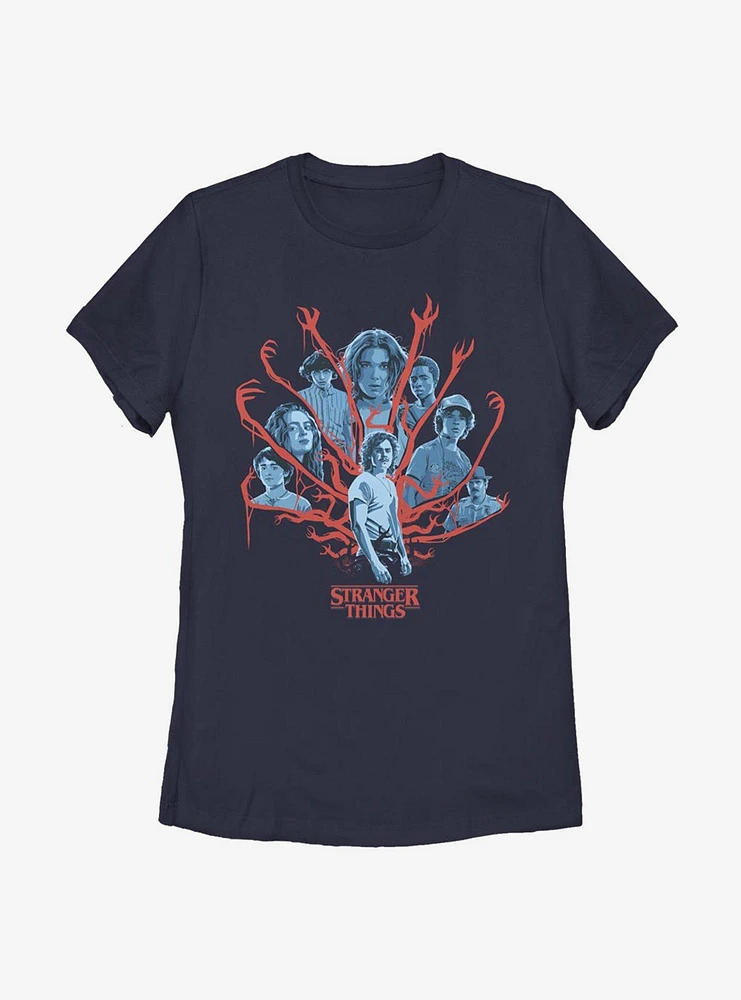 Stranger Things Tonal Gorgon Group Shot Womens T-Shirt