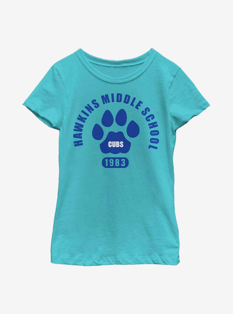 Stranger Things Hawkins Cubs Paw Emblem Youth Girls T-Shirt