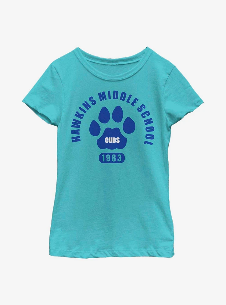 Stranger Things Hawkins Cubs Paw Emblem Youth Girls T-Shirt