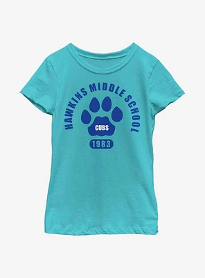 Stranger Things Hawkins Cubs Paw Emblem Youth Girls T-Shirt