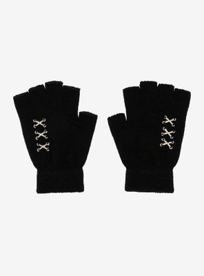 Black Pierced Fingerless Gloves