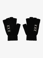 Black Pierced Fingerless Gloves