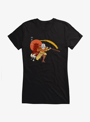 Avatar: The Last Airbender Aand And Momo Japanese Text Girls T-Shirt