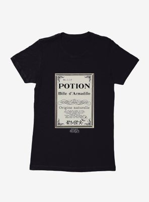 Fantastic Beasts Herbology Potion Bille d' Armadillo Script Womens T-Shirt