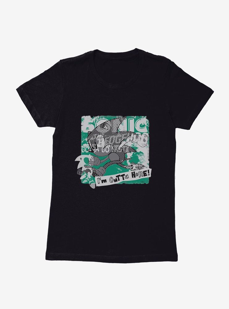 Sonic The Hedgehog Paper Cutout Outta Here Womens T-Shirt