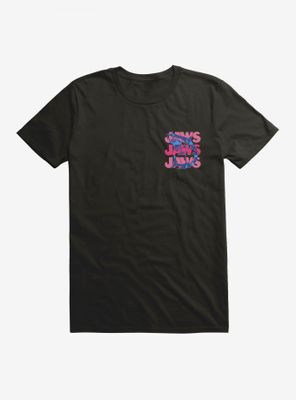 Jaws Pink Script Stack T-Shirt