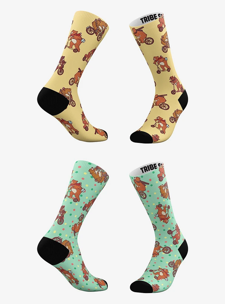 Bearable Exercise and Bears on Bikes Polka Dot Socks 2 Pairs