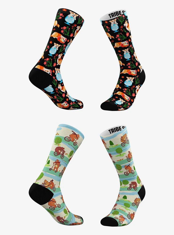 Cup of Corgi and Teddyous Commute Socks 2 Pairs