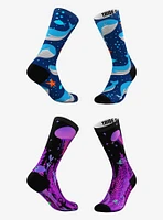 Deep Blue Whale and Purple Seascape Socks 2 Pairs