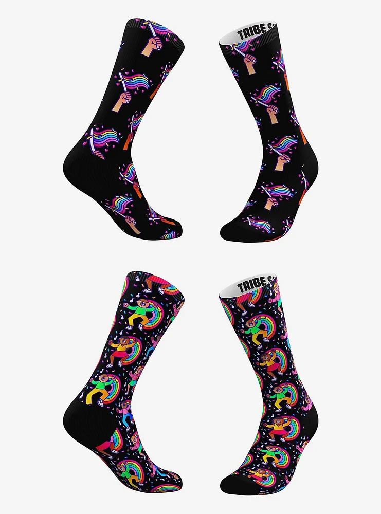 Rainbow Flag and Confetti Pride Socks 2 Pairs