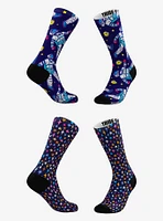 Space Astronaut and Retro Stars Socks 2 Pairs