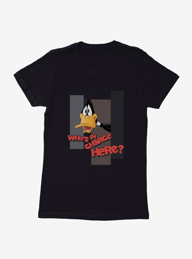 Looney Tunes Daffy Duck Who's Charge Womens T-Shirt