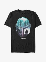 Star Wars The Mandalorian Child Helmet Sunset T-Shirt