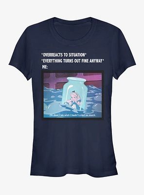 Disney Alice Wonderland Anxiety Meme Girls T-Shirt