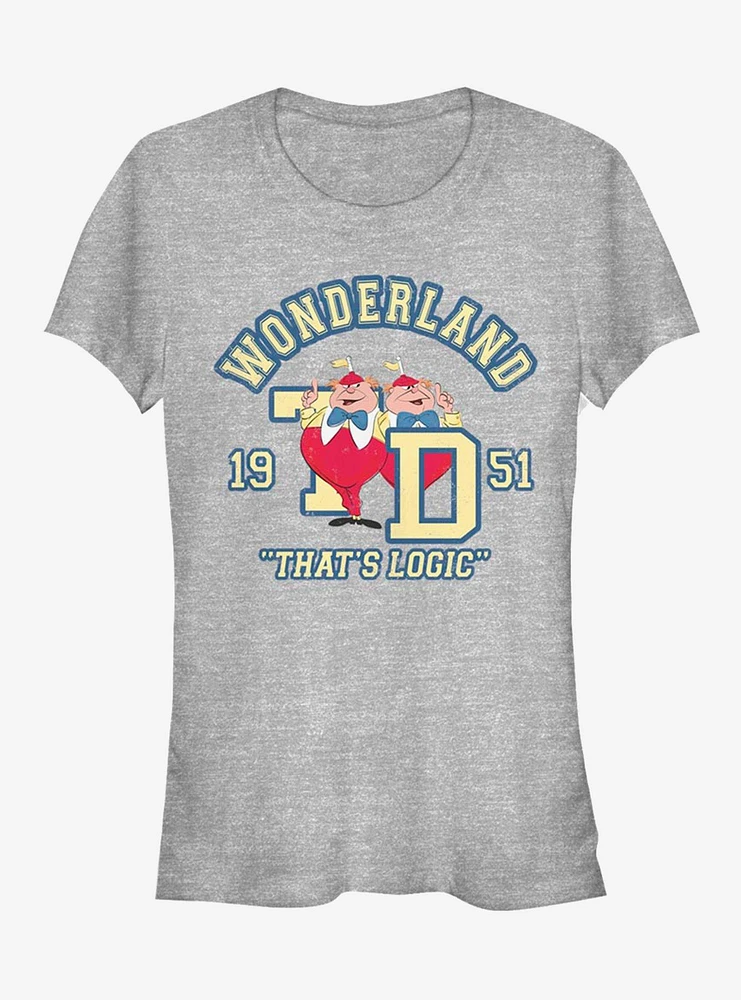 Disney Alice Wonderland Tweedle Collegiate Girls T-Shirt